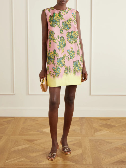 Image of Dresses. Product name - Faye Floral-print Twill Mini Dress in Multi colour by brand - ALÉMAIS