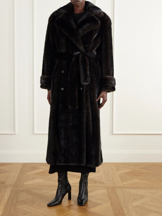 The Frankie Shop Daph Belted Padded Plush Coat