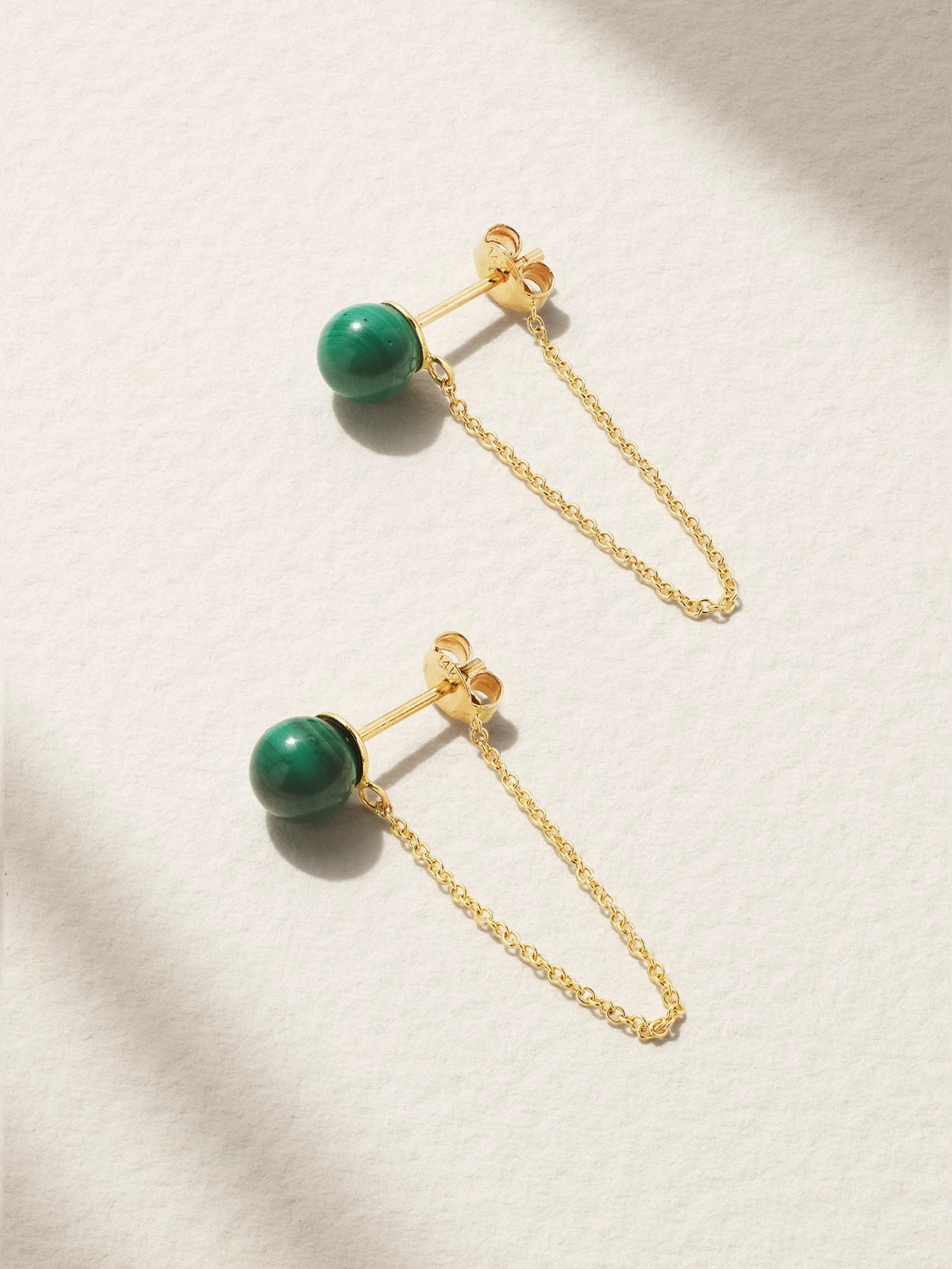 14-karat Gold Malachite Earrings