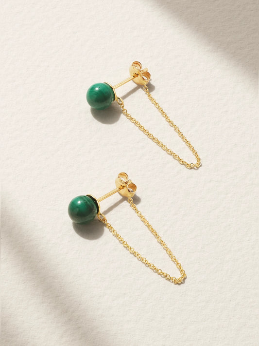 14-karat Gold Malachite Earrings