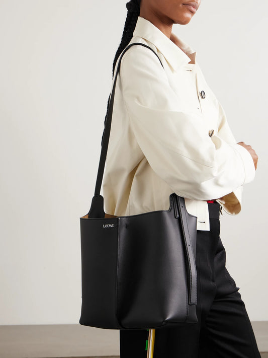 Image of Bags. Product name - Bilbao Medium Pleated Leather Shoulder Bag in Black colour by brand - LOEWE