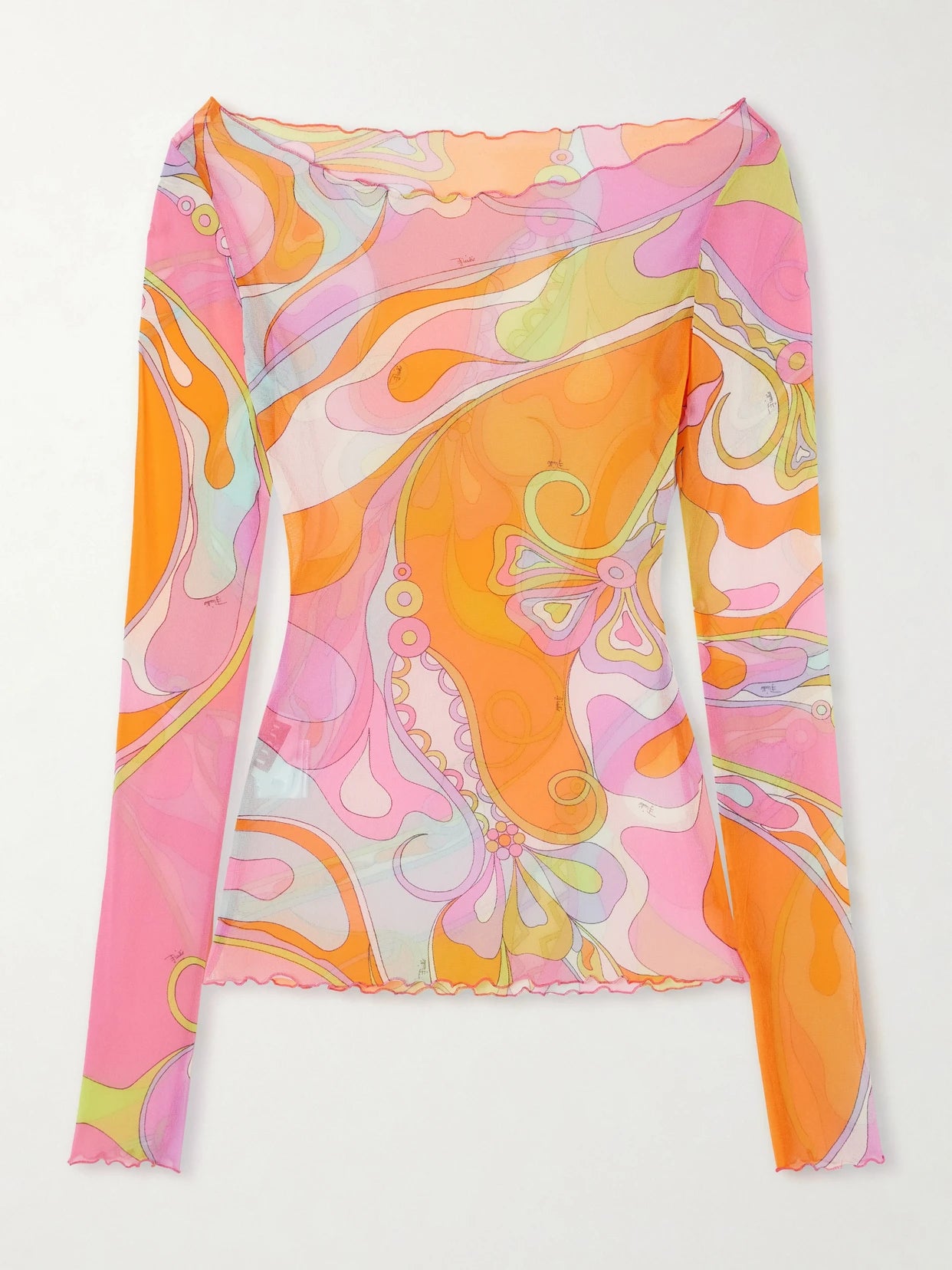 Printed Tulle Blouse