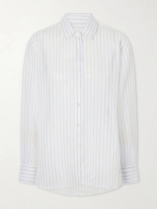 AFLALO Brein Striped Cotton And Silk-blend Voile Shirt