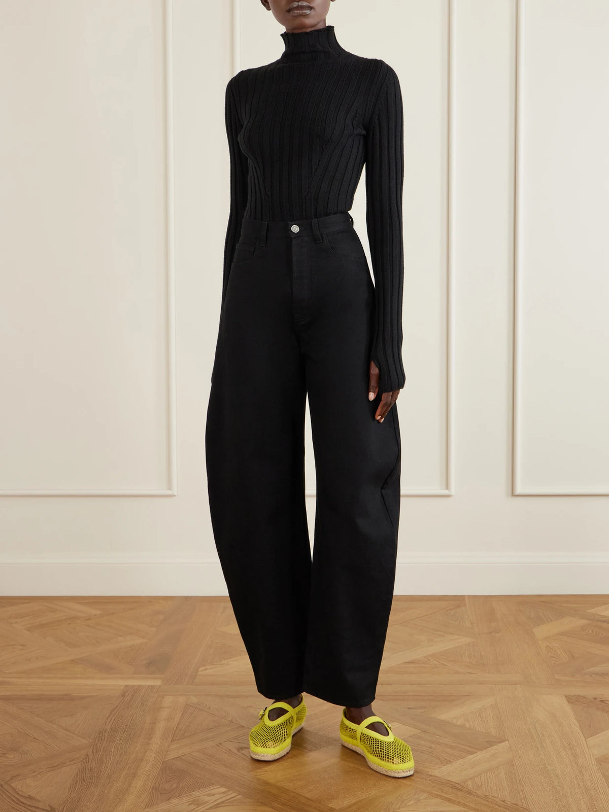 Image of Shoes. Product name - Suede-trimmed Mesh Espadrilles in Chartreuse colour by brand - Alaïa