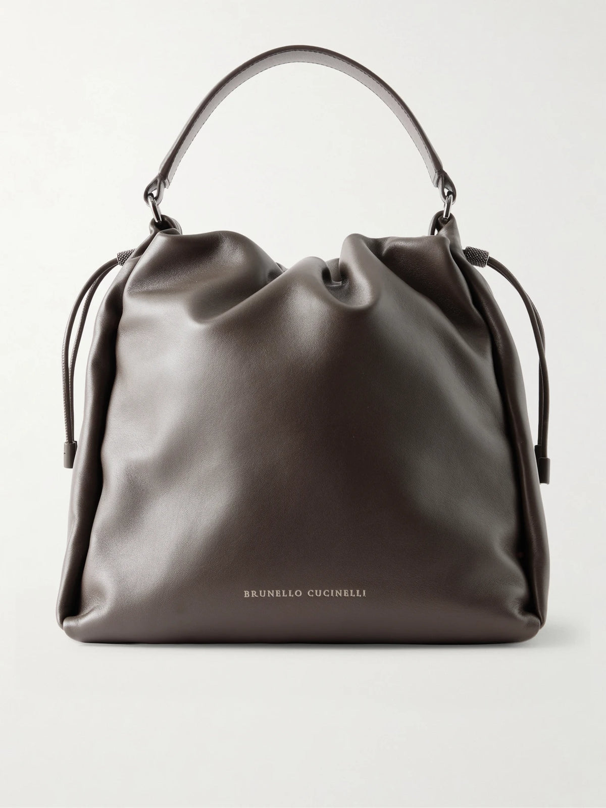 Bead-embellished Leather Tote Bag