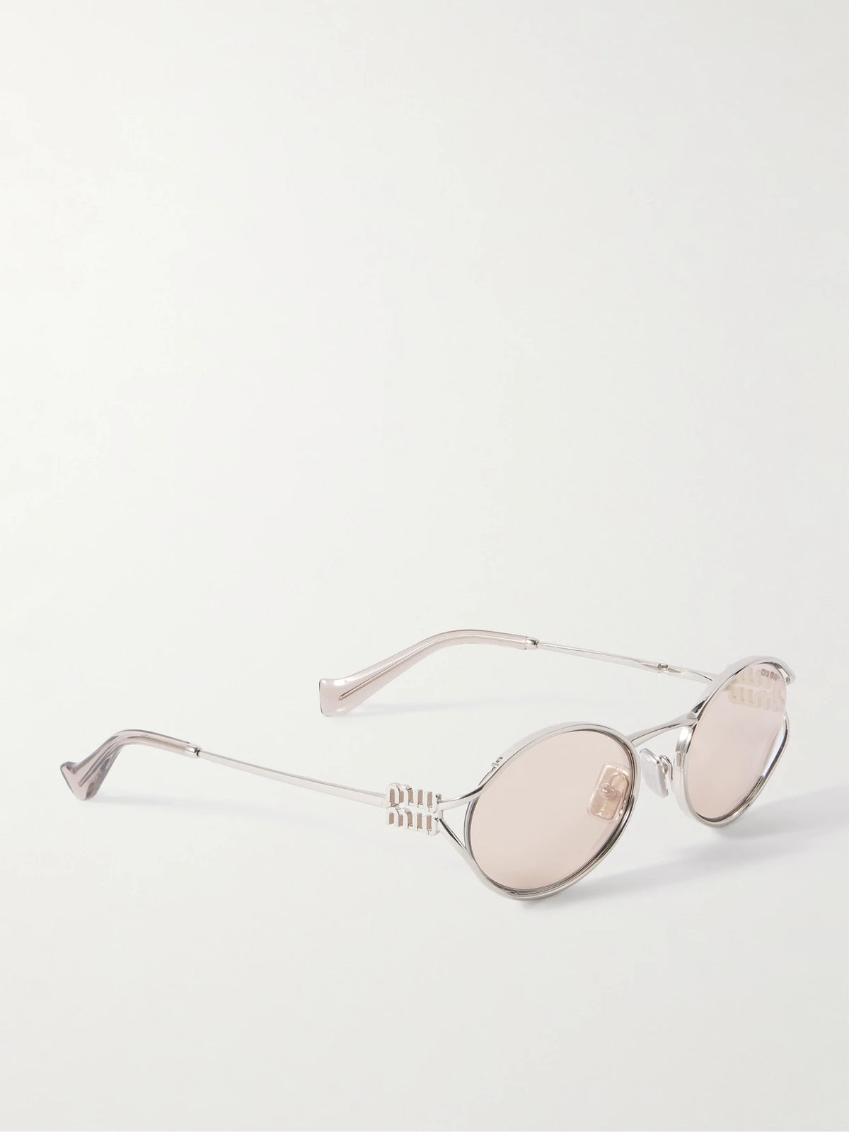 Oval-frame Silver-tone Sunglasses