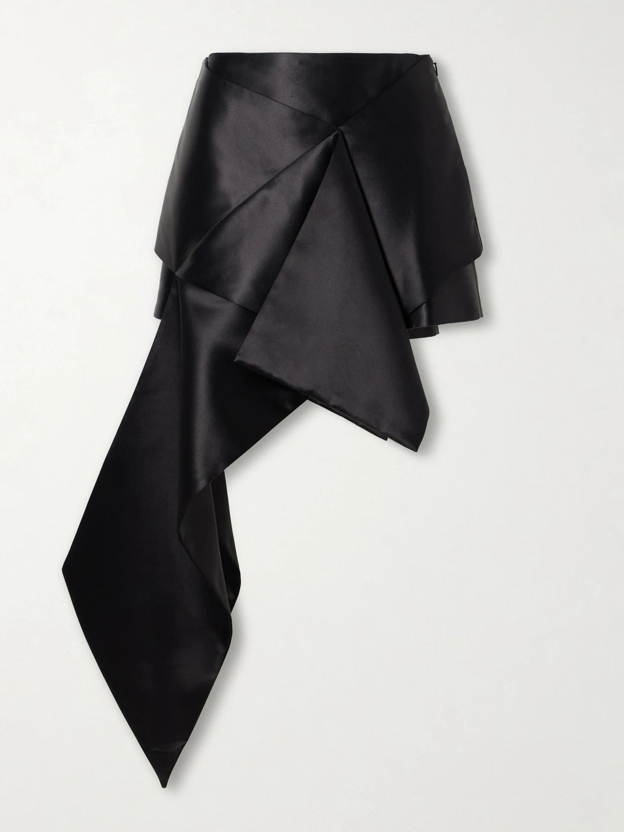 Cross Draped Cotton And Silk-blend Satin Mini Skirt