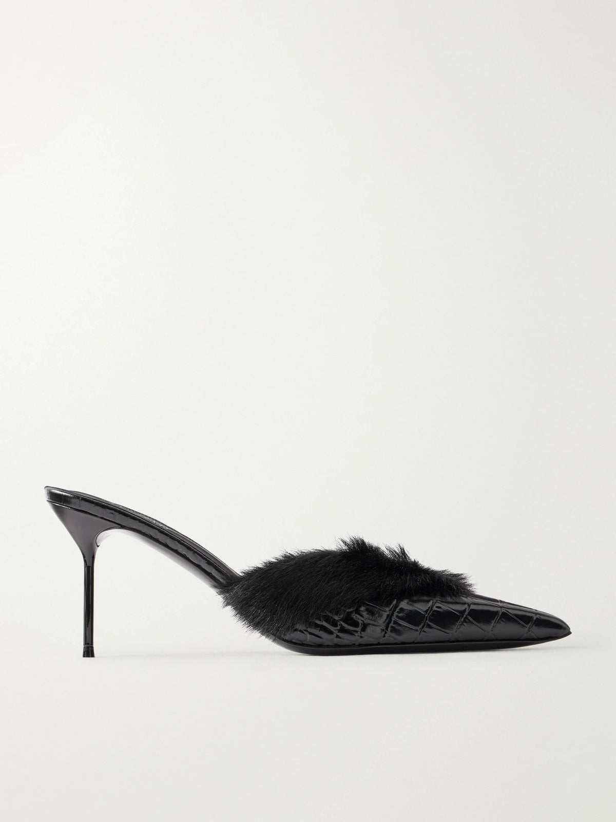 Paris Texas Lidia 70 Plush-trimmed Croc-effect Leather Pumps