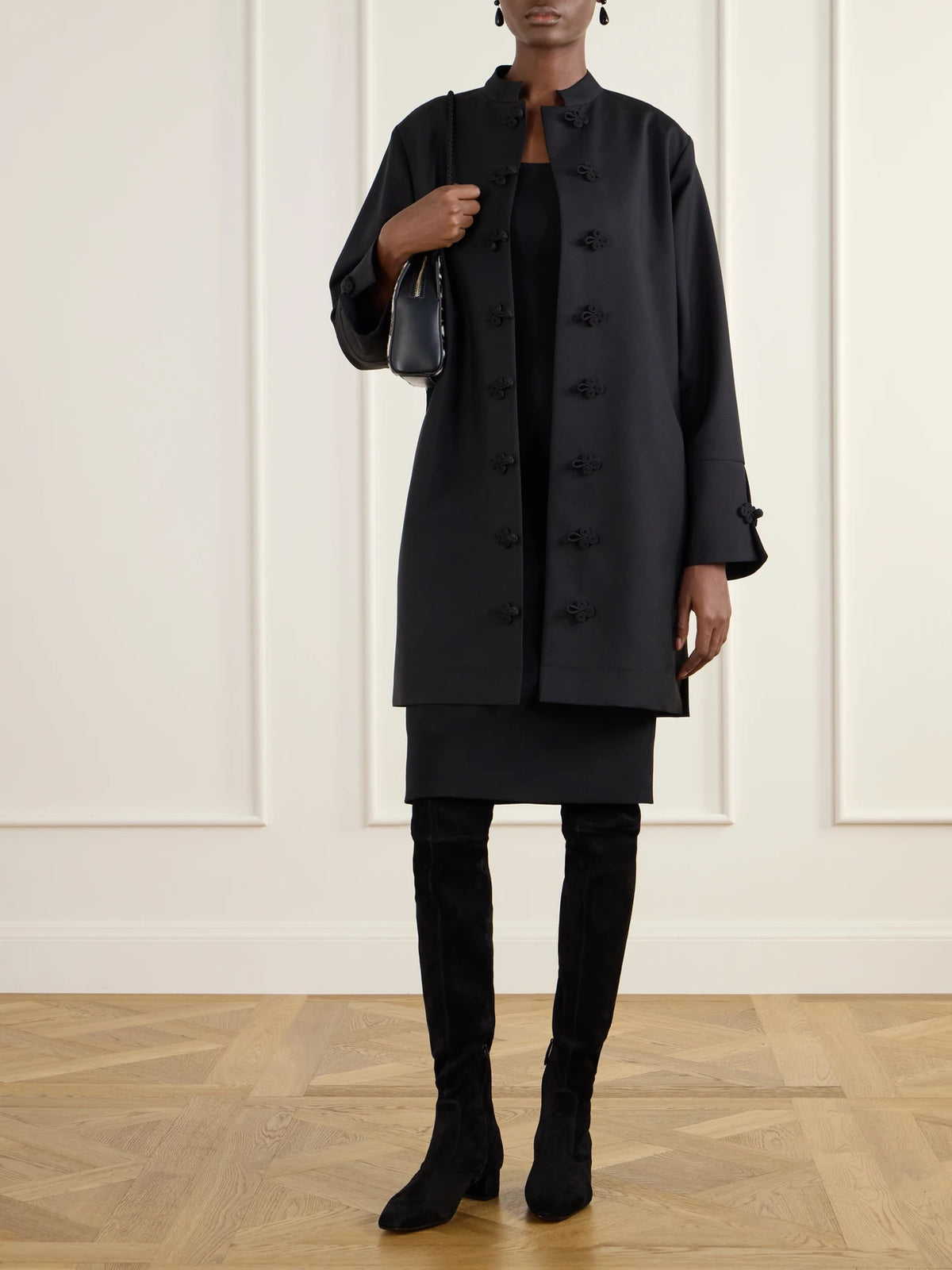 Image of Boots. Product name - Remi 35 Suede Over-the-knee Boots in Black colour by brand - Aquazzura