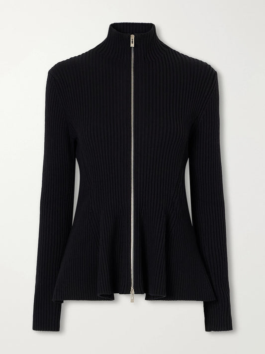 Alaïa Ribbed Wool-blend Zip-up Cardigan