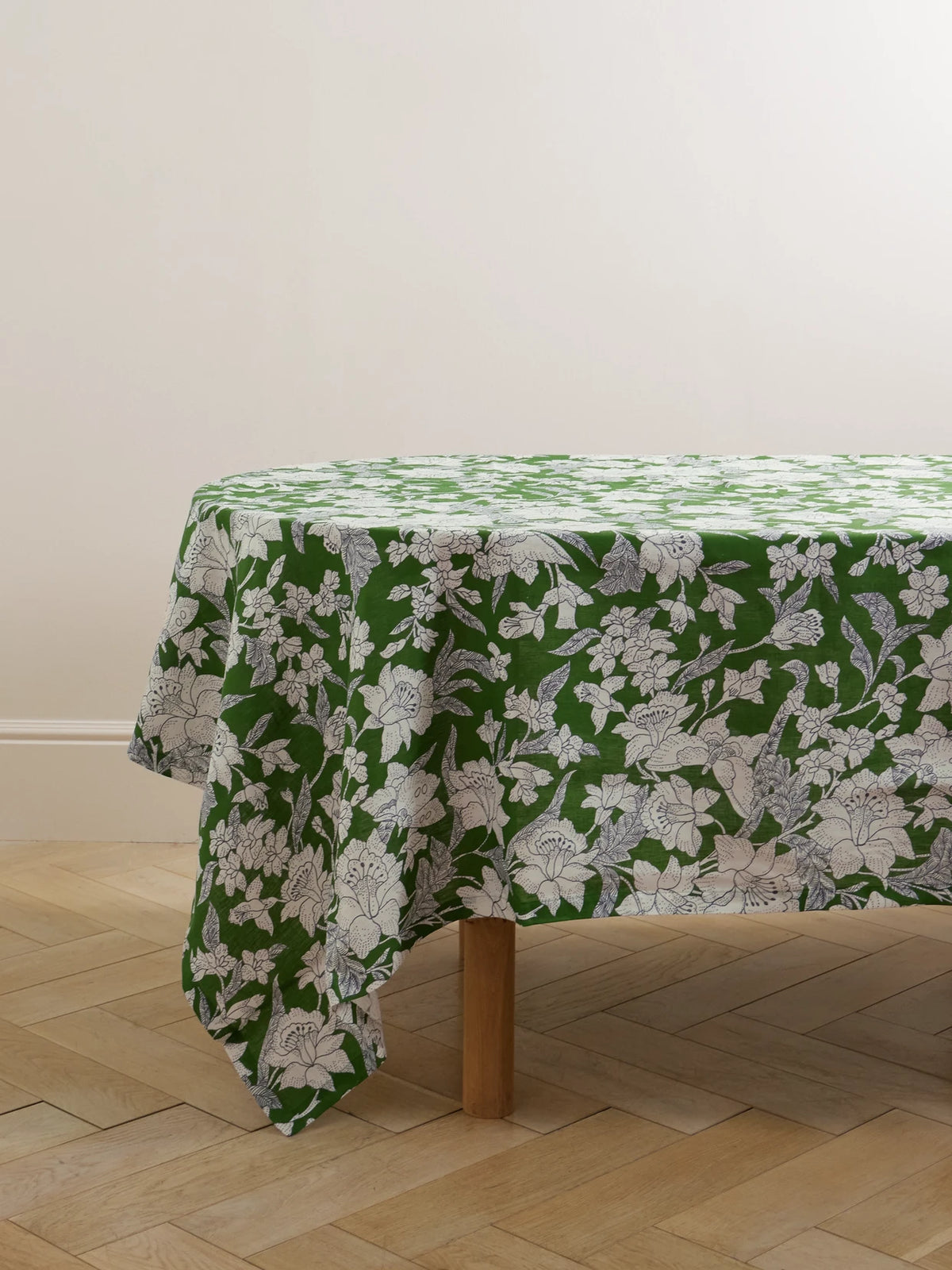 Large Floral-print Linen Tablecloth