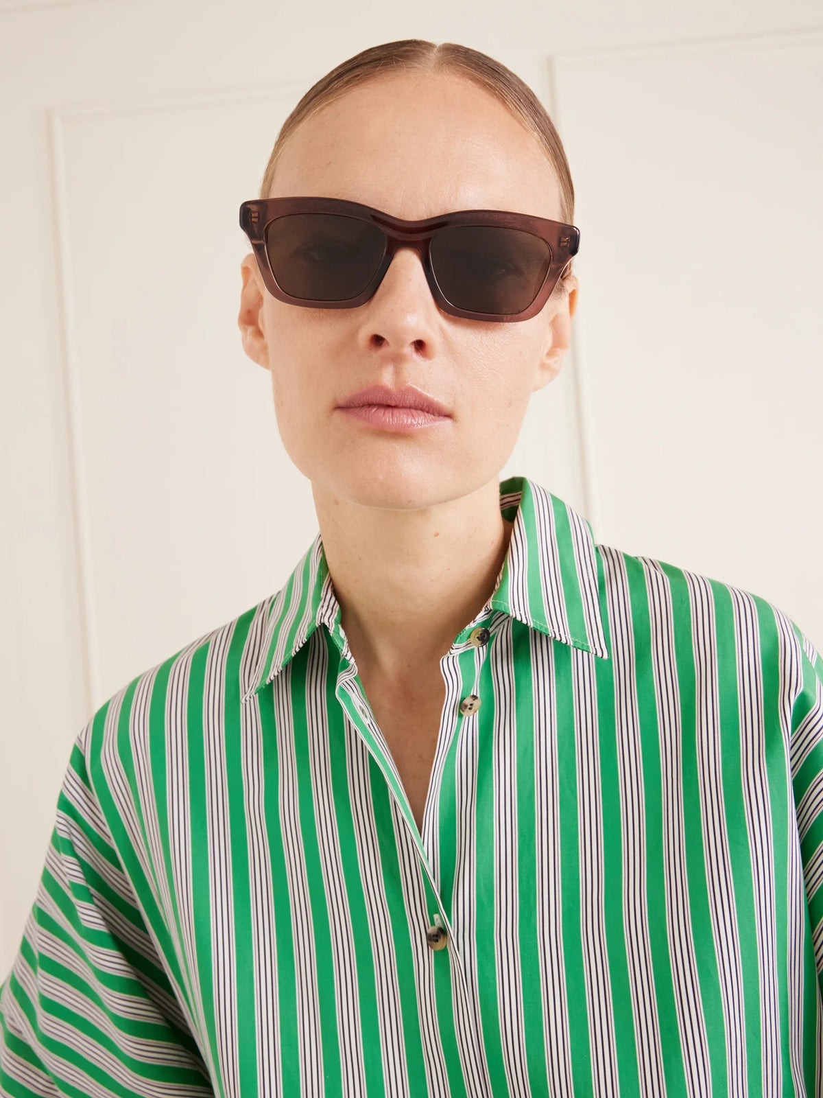 Image of Sunglasses. Product name - D-frame Acetate Sunglasses in Brown colour by brand - Loewe