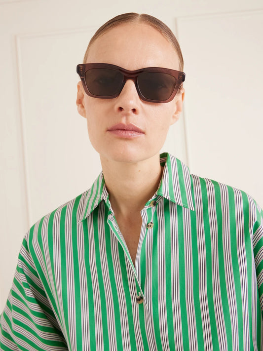 Image of Sunglasses. Product name - D-frame Acetate Sunglasses in Brown colour by brand - Loewe