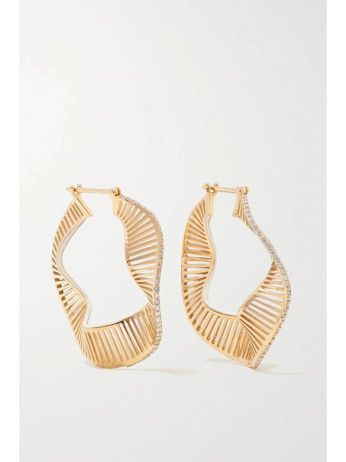 Twisted Waves 18-karat Gold, Enamel And Diamond Hoop Earrings