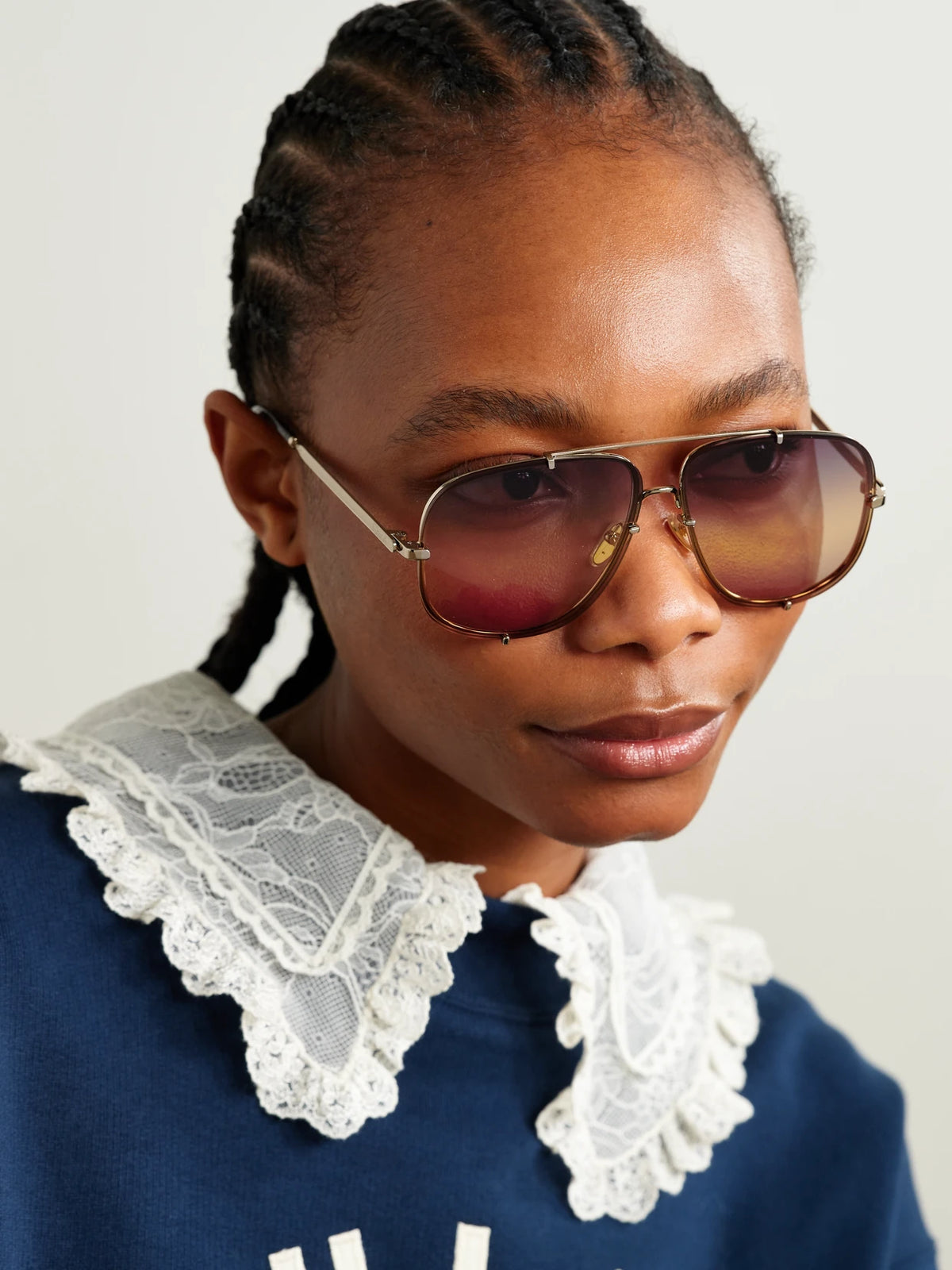 Image of Sunglasses. Product name - Ivy Aviator-style Gold-tone Sunglasses in Multi colour by brand - Chloé