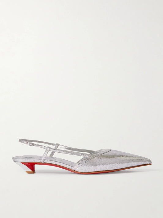 Miss Z Slingina 25 Metallic Crinkled-leather Slingback Pumps