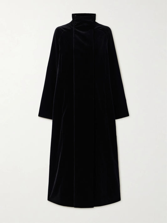 Colleen Allen High-neck Cotton-velvet Coat