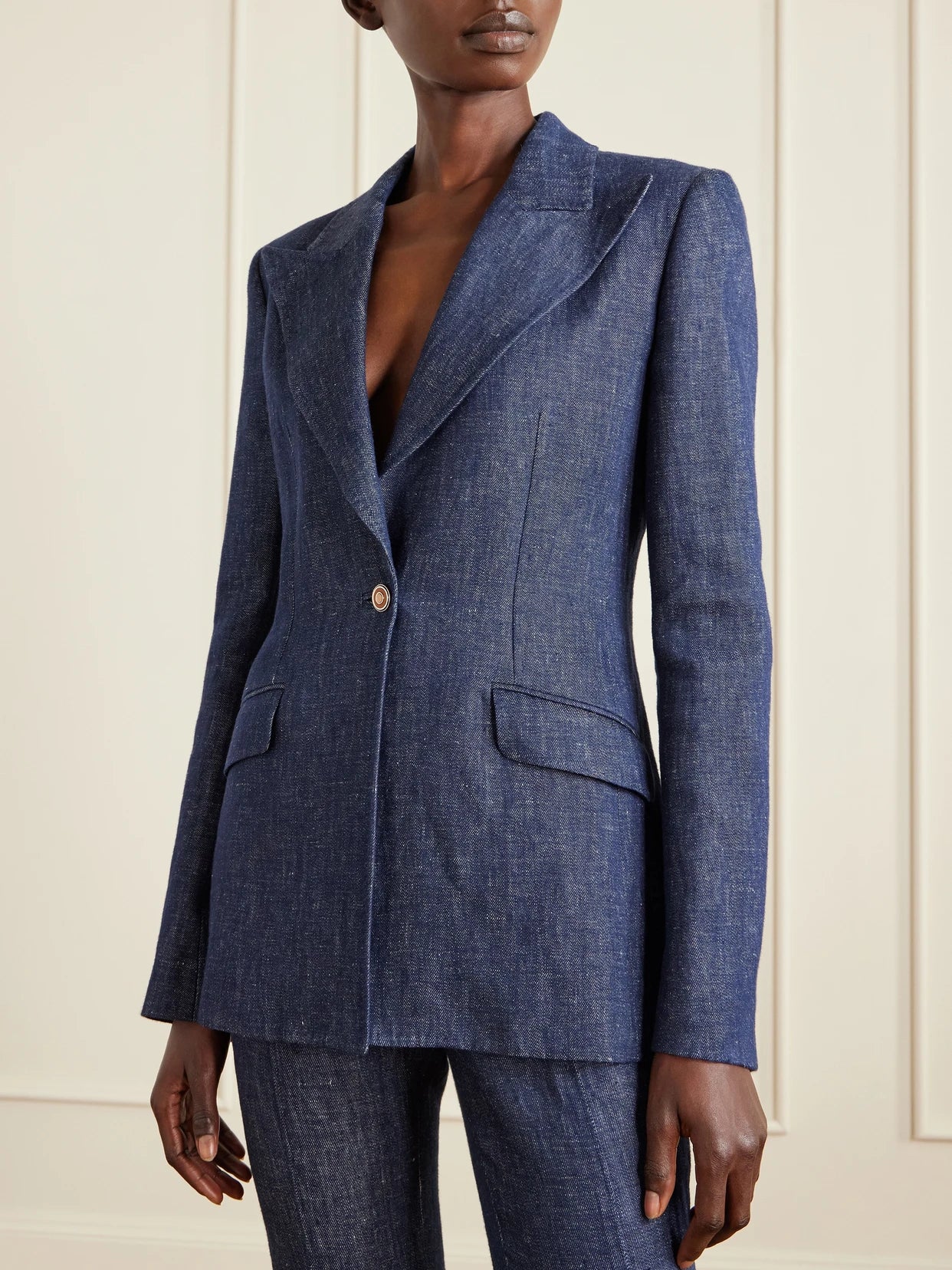 Leiva Darted Linen-chambray Blazer