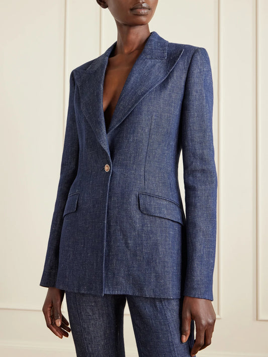 Leiva Darted Linen-chambray Blazer