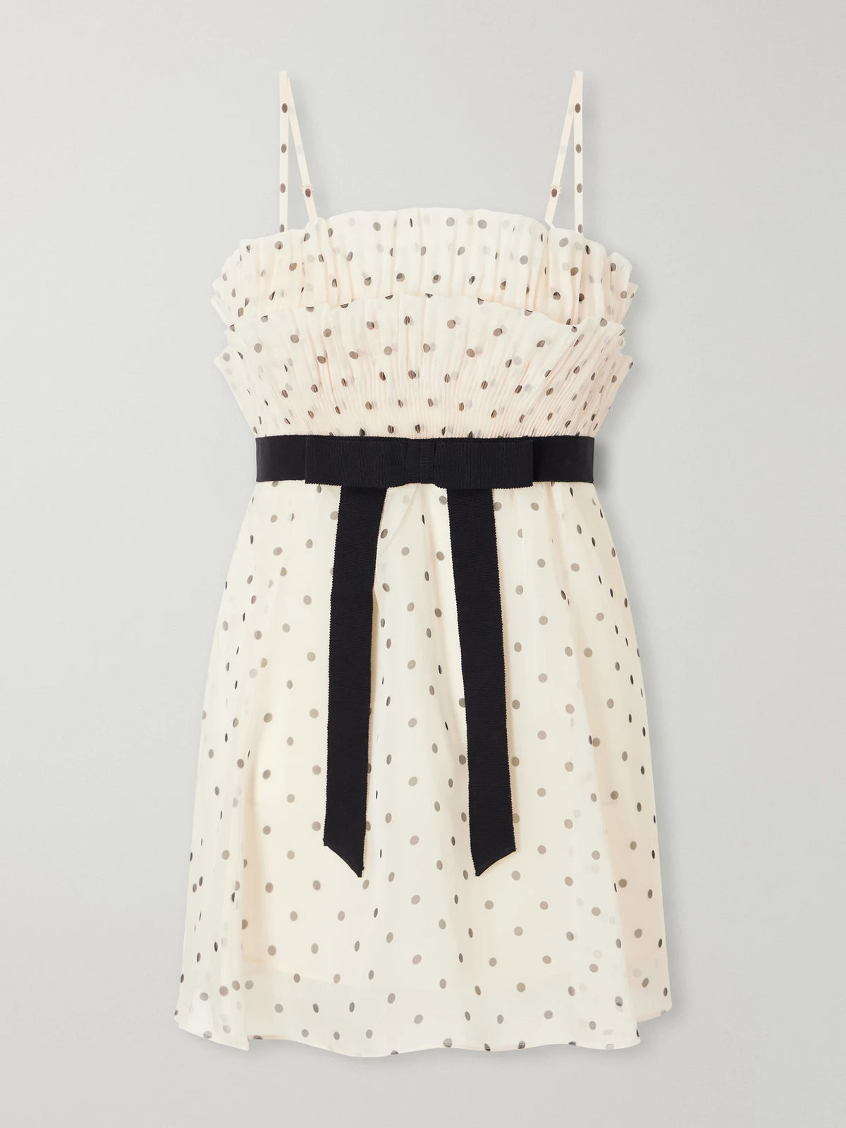 Zimmermann Pleated Bow-detailed Polka-dot Chiffon Top