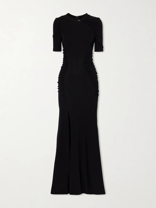 Gathered Satin Gown
