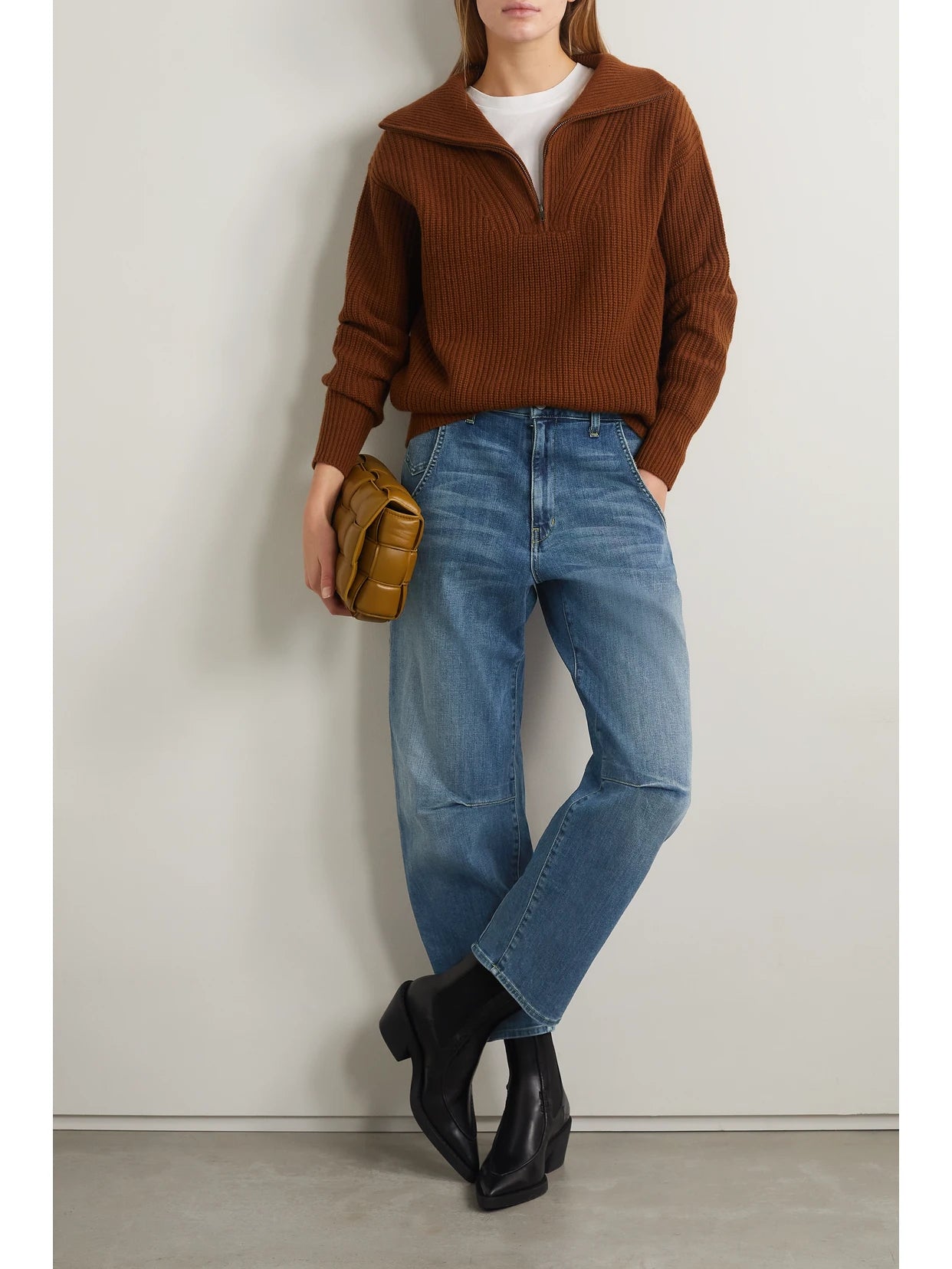 Image of Jeans. Product name - Emerson High-rise Tapered Jeans in Blue colour by brand - Nili Lotan