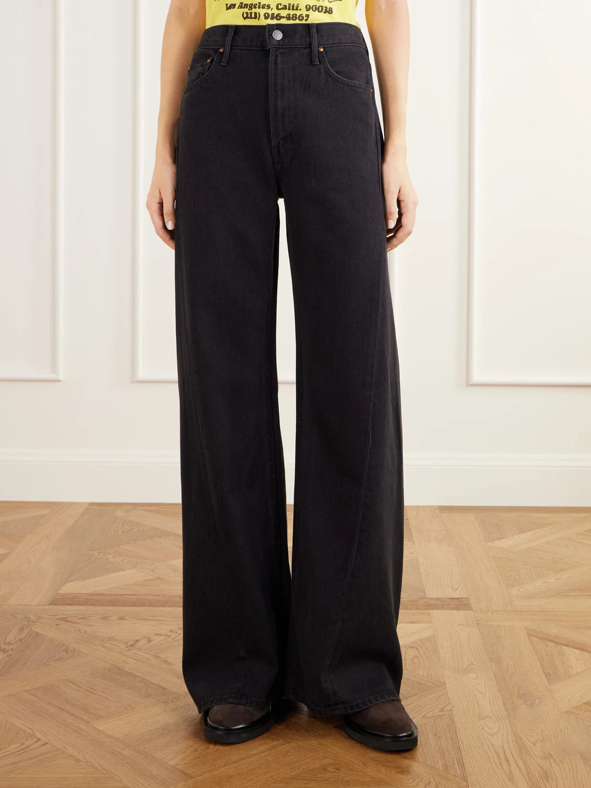 Mother Lemon Twist Mid-rise Wide-leg Jeans