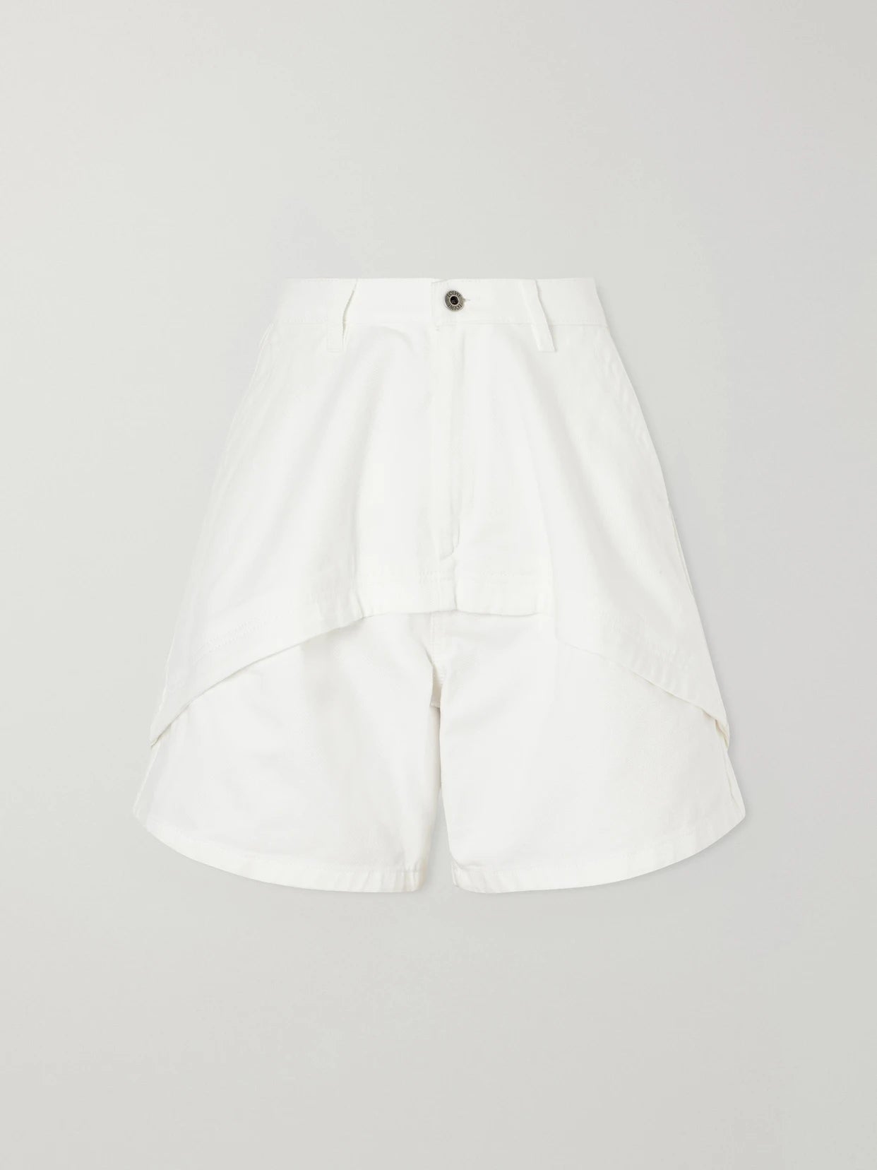 Image of a model wearing Shorts. Product name - +paula's Ibiza Denim Shorts in White colour by brand - LOEWE