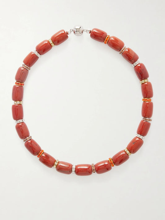 Rhodium-plated Jasper Necklace