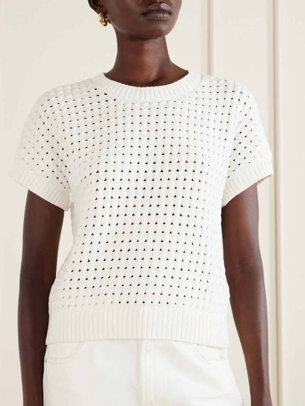 Denny Open-knit Cotton-blend T-shirt