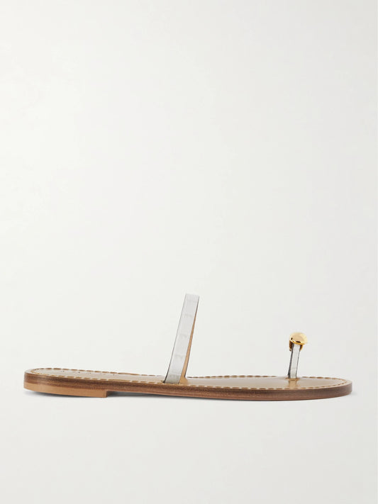 The Kibera Embellished Croc-effect Leather Sandals