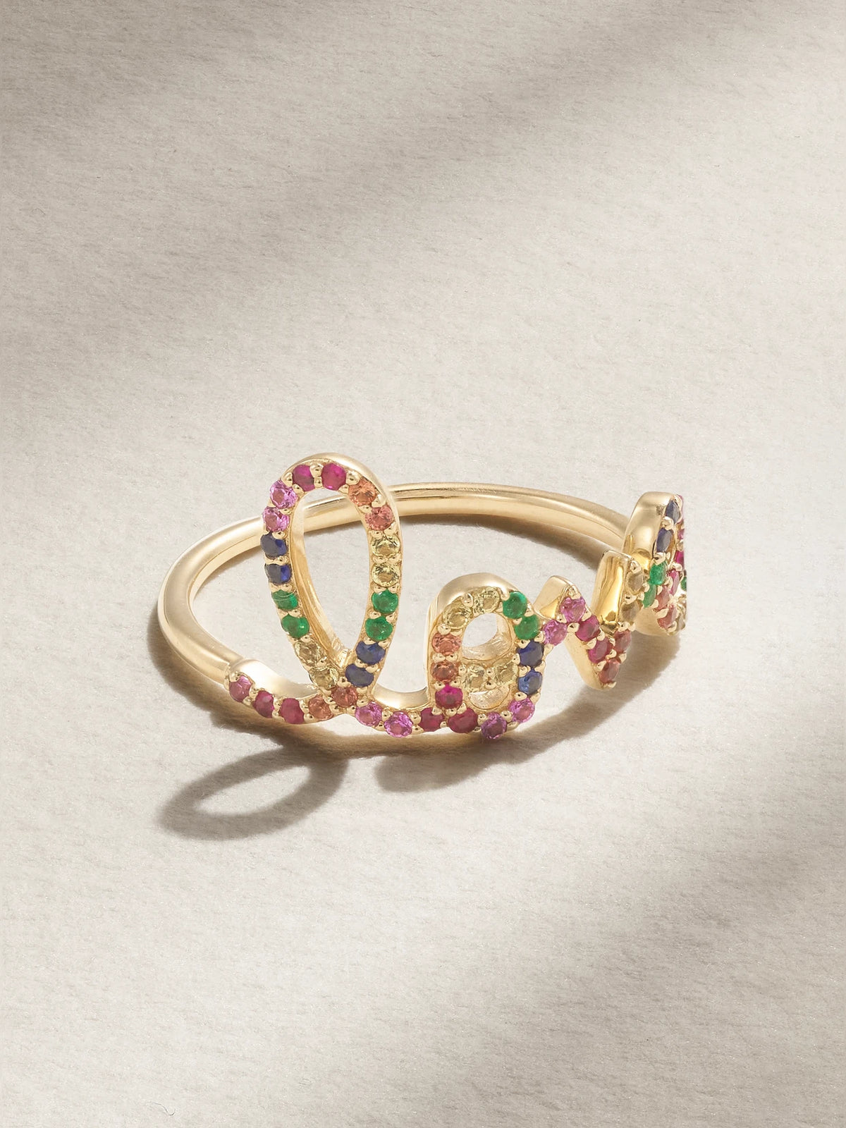 Large Love 14-karat Gold Multi-stone Ring
