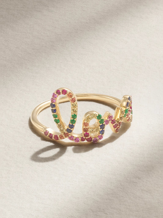 Large Love 14-karat Gold Multi-stone Ring