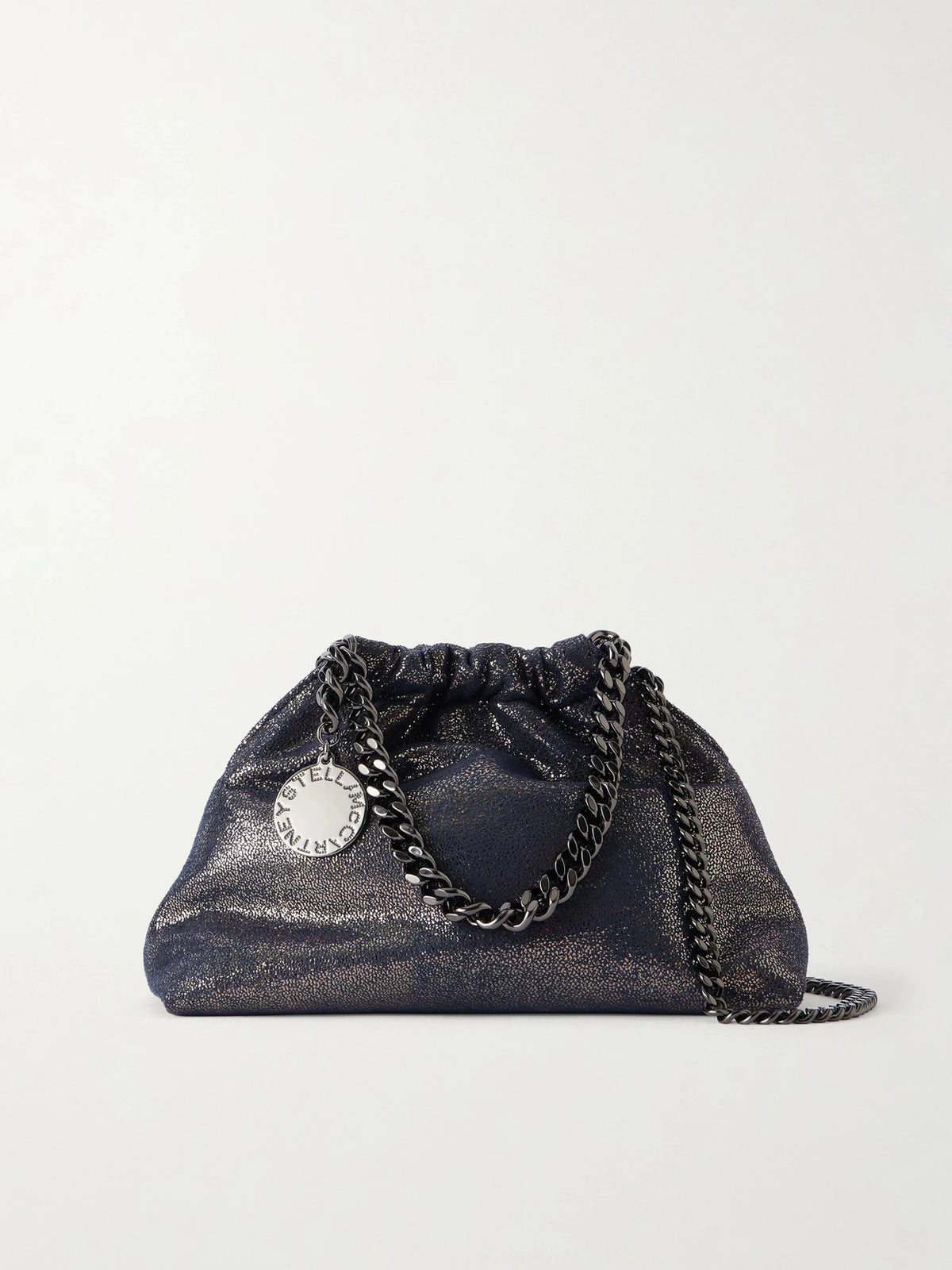 Falabella Mini Metallic Vegetarian Suede Drawstring Bag
