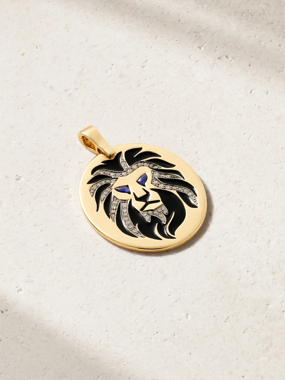 Lion 18-karat Gold, Diamond, Sapphire And Enamel Pendant