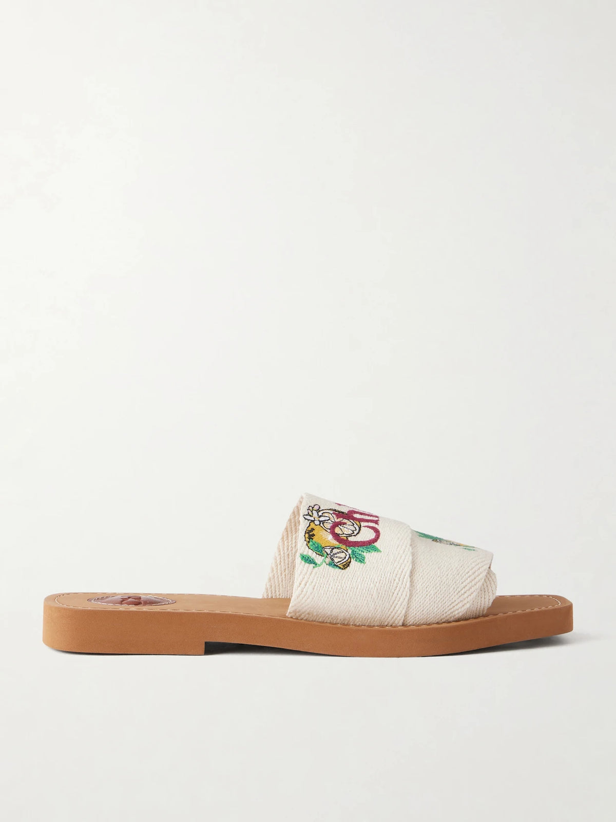 Embroidered Linen-trim Sandals