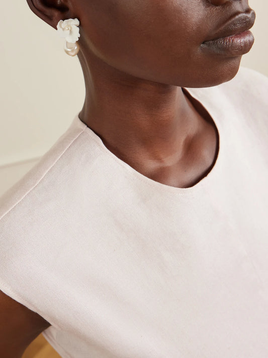 Image of Earrings. Product name - Clarabel Gold-tone Pearl Earrings in Ivory colour by brand - Jennifer Behr