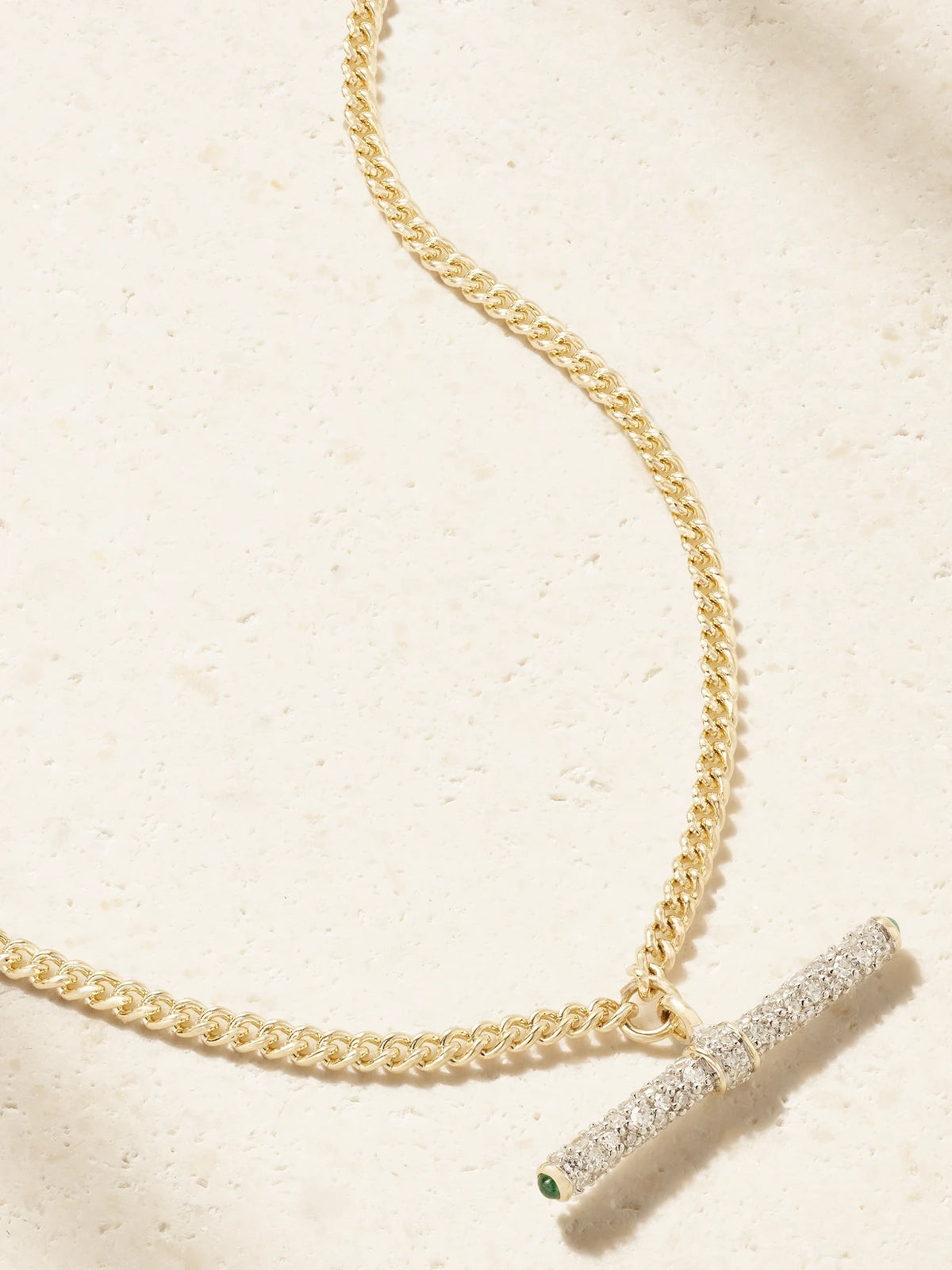 Baby T-bar 14-karat Gold Diamond Necklace