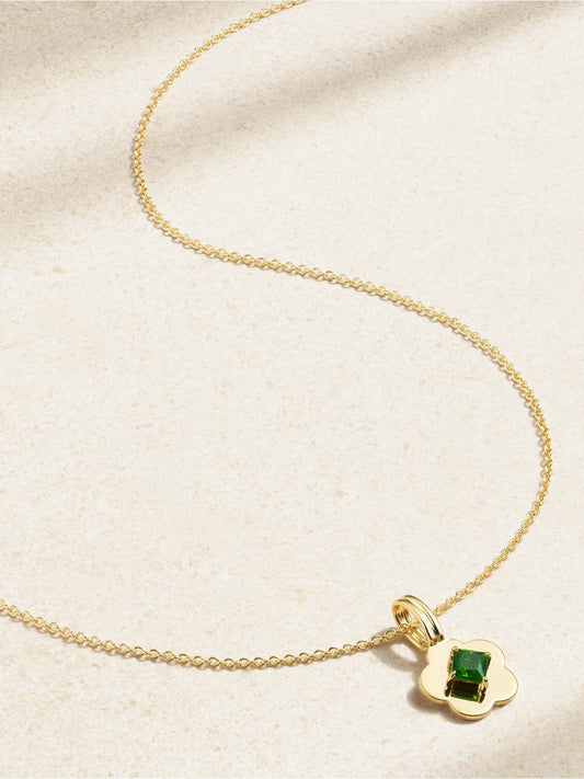 Flower Child 14-karat Gold Chrome Diopside Necklace