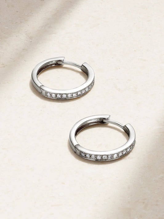 Large 18-karat White Gold Diamond Hoop Earrings