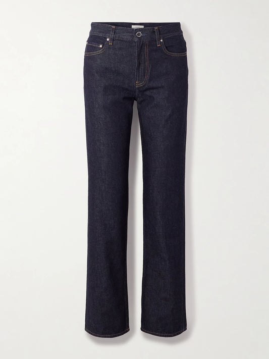 Image of Jeans. Product name - Low-rise Straight-leg Organic Jeans in Indigo colour by brand - TOTEME