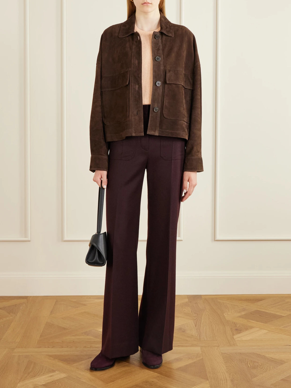 Image of Boots. Product name - Brando 20 Suede Ankle-boots in Burgundy colour by brand - Jennifer Chamandi