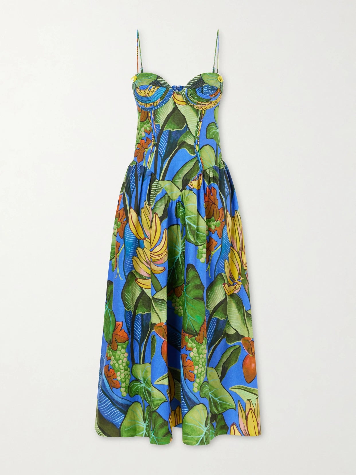 Banana Grapes Printed Linen-blend Midi Dress