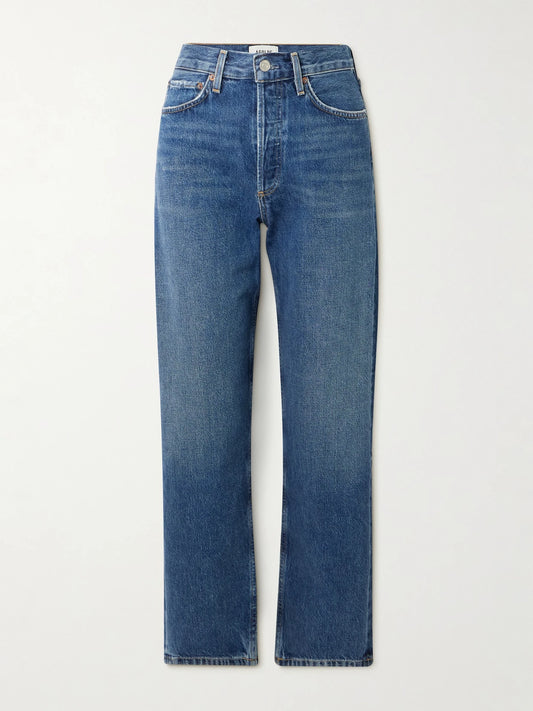 Image of Jeans. Product name - '90s Mid-rise Loose-fit Straight-leg Jeans in Mid denim colour by brand - AGOLDE