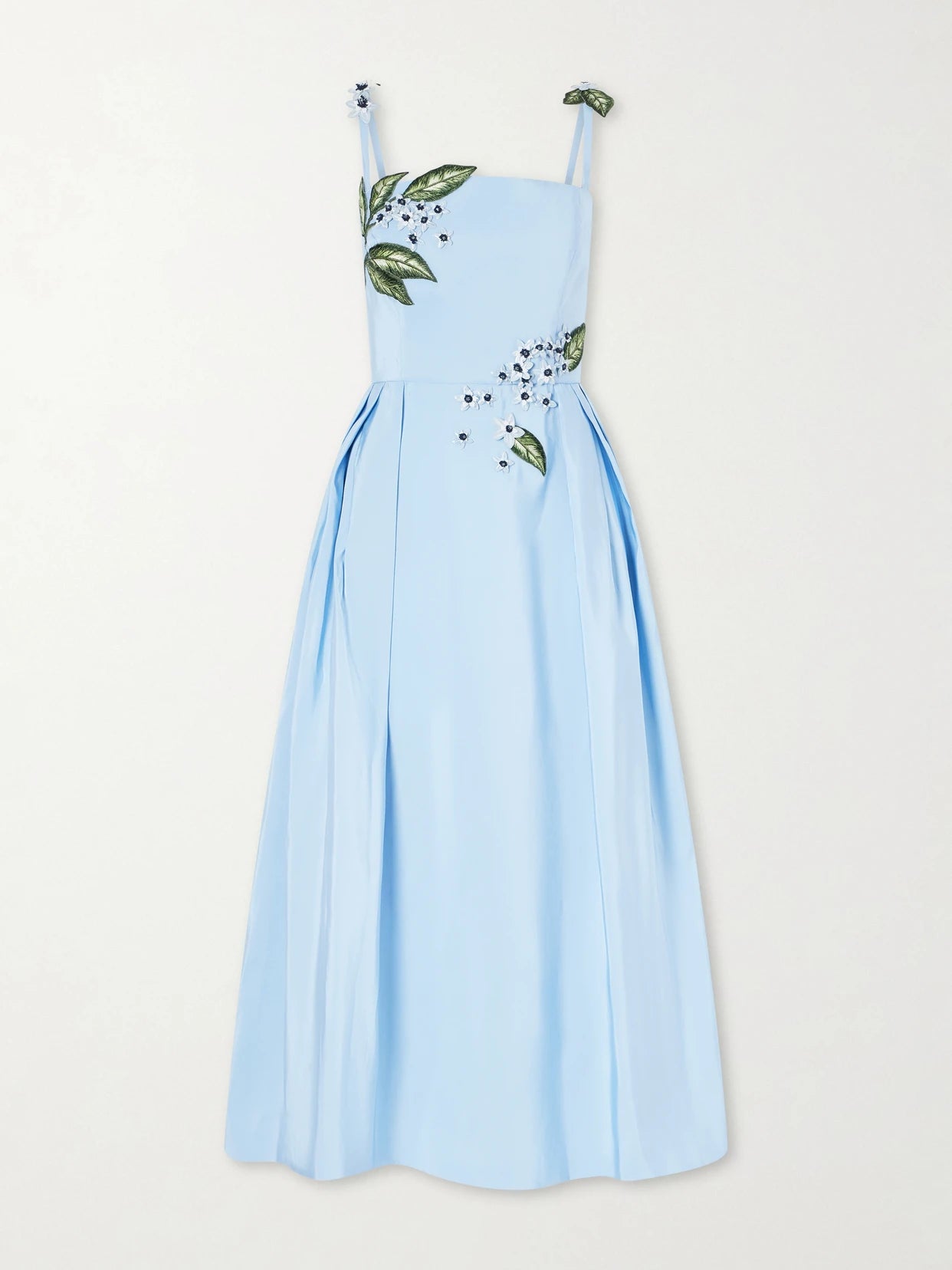 Floral-embellished Silk Midi Dress