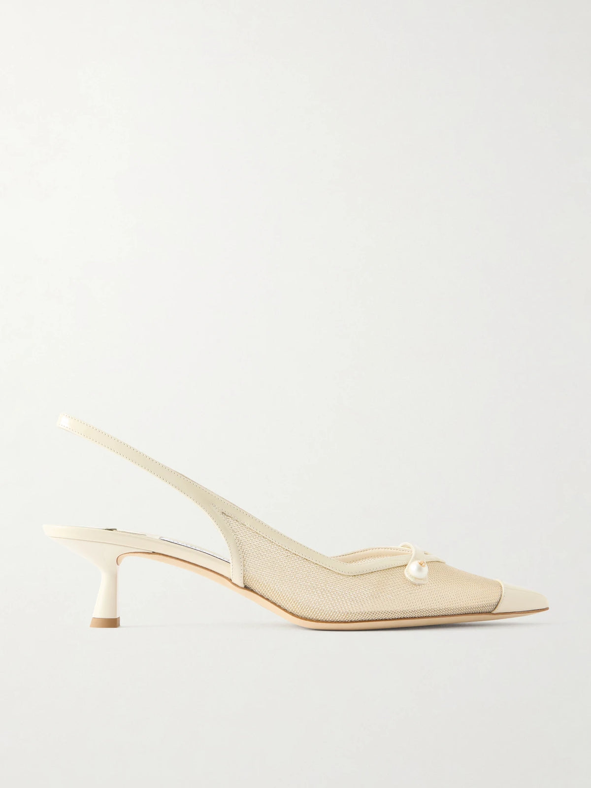 Amita 45 Embellished Patent-leather Trimmed Metallic Mesh Slingback Pumps