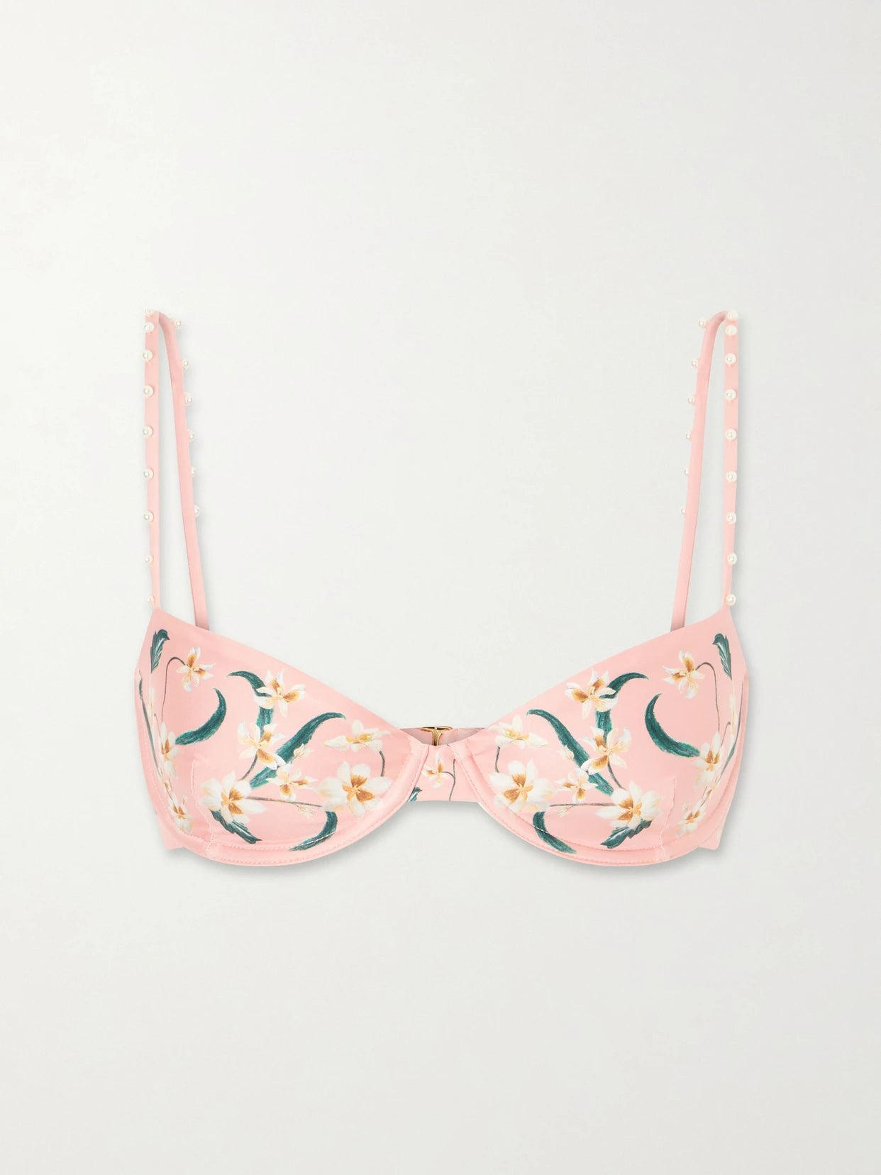 Magdalena Promesa Embellished Floral-print Bikini Top