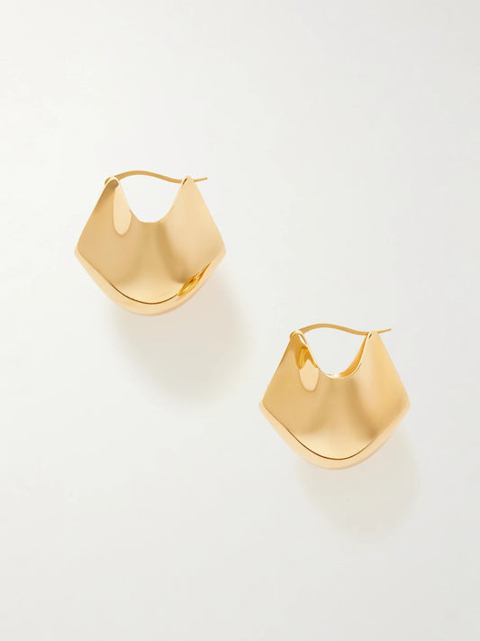Lotus Medium Gold-plated Hoop Earrings