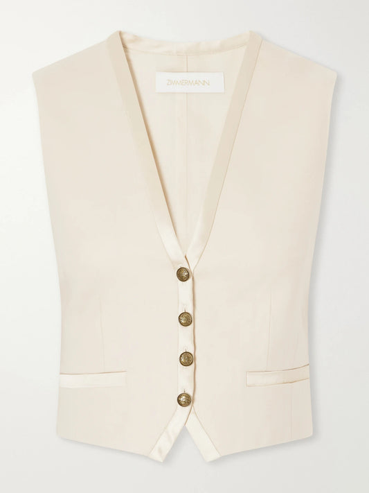 Zimmermann Valiant Satin-trimmed Wool-blend Vest