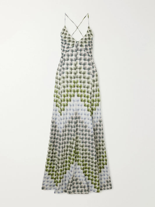 Paneled Crochet-knit Maxi Dress
